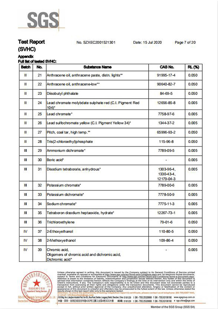 一次性保險(xiǎn)絲REACH認(rèn)證7